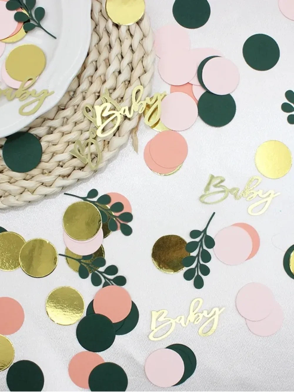 Baby Shower Confetti Mix Gold, Pink & Green 2 Packs Brand New